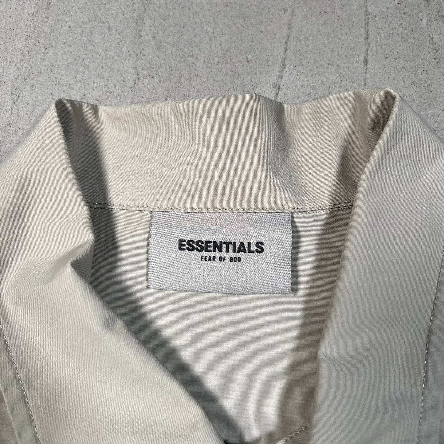 Fear of God FOG Essentials Cement Coach Button Up Jacket Size Medium USED x17825