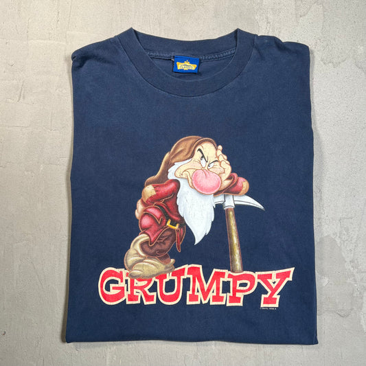 1990s Disney Grumpy Dawrf Navy Tee Size XL USED