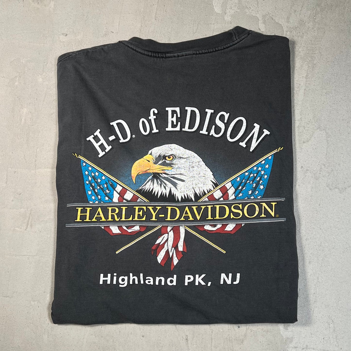 Y2K Harley Davidson Highland Park Washed Black Size Large USED v19670