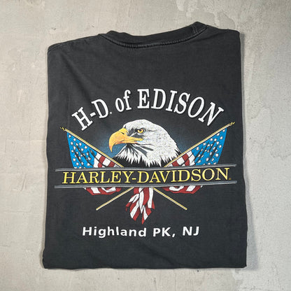 Y2K Harley Davidson Highland Park Washed Black Size Large USED v19670