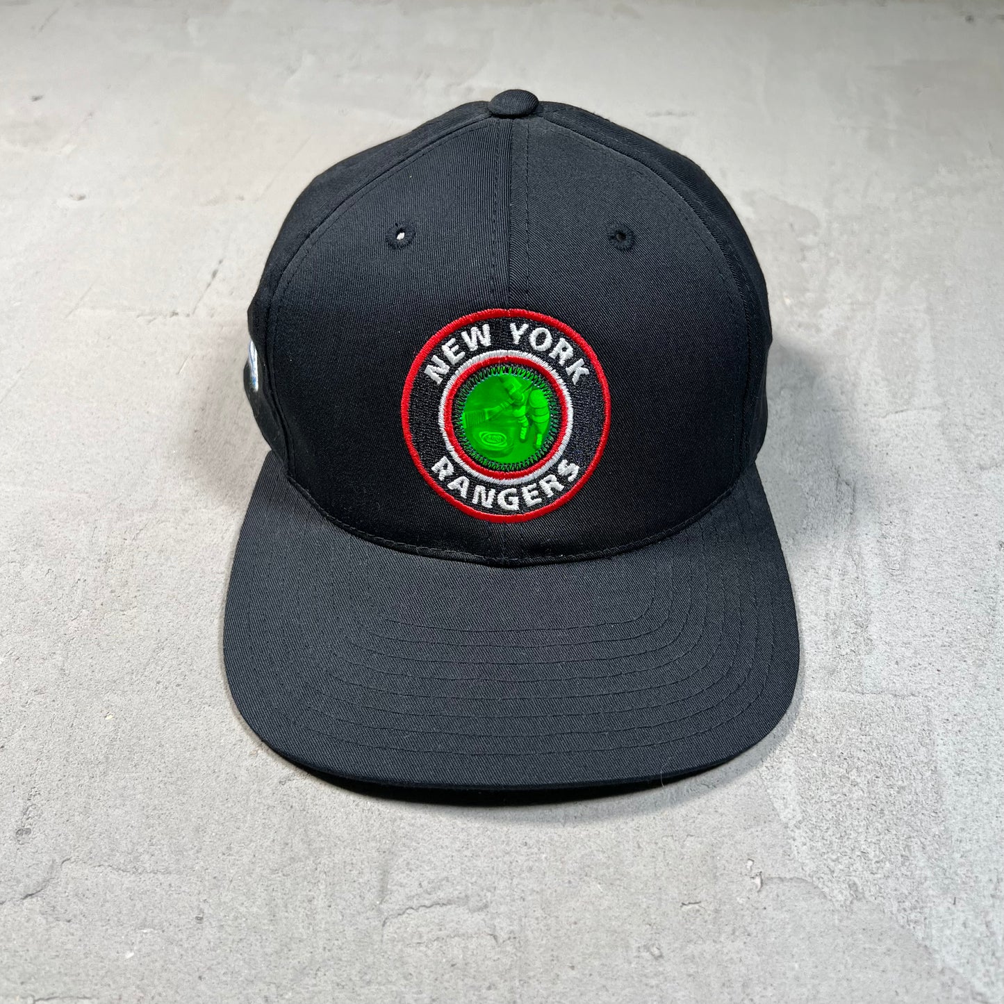 1990s NY Rangers Black Holo Snapback Hat USED v19728
