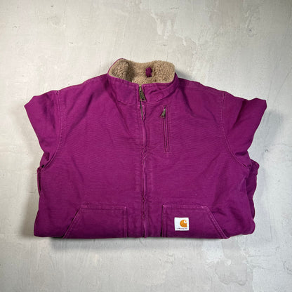 2000s Carhartt Women Purple Fleece Lined Workwear Jacket Size Large USED v19730