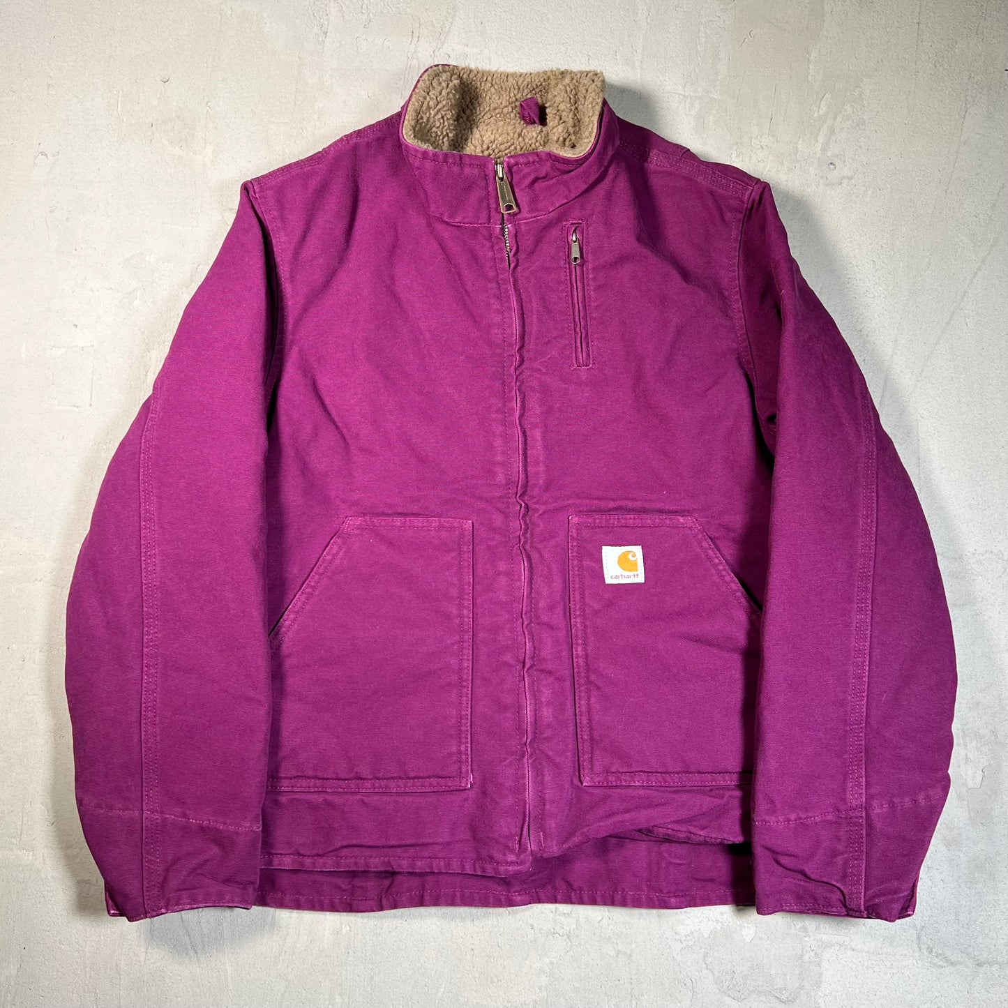 2000s Carhartt Women Purple Fleece Lined Workwear Jacket Size Large USED v19730