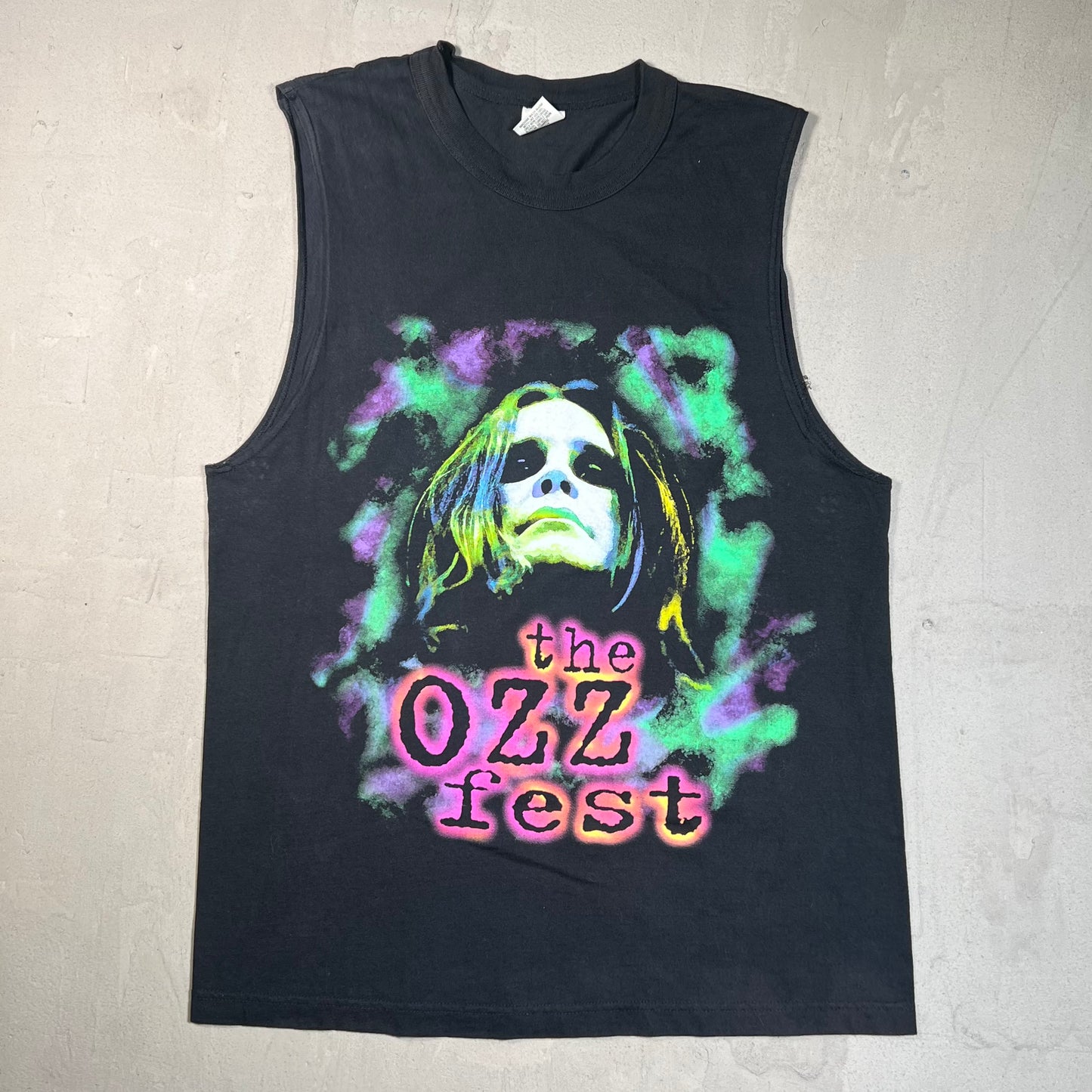1990s Ozzfest Black Cutoff Tee Size Large USED v19718