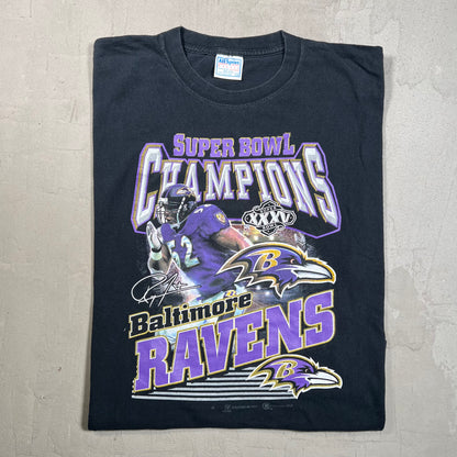 2001 Baltimore Ravens Championship Black Tee Size XL USED v19711