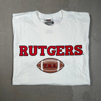Y2K Nike Rutgers Football White Tee Size Medium USED v19714
