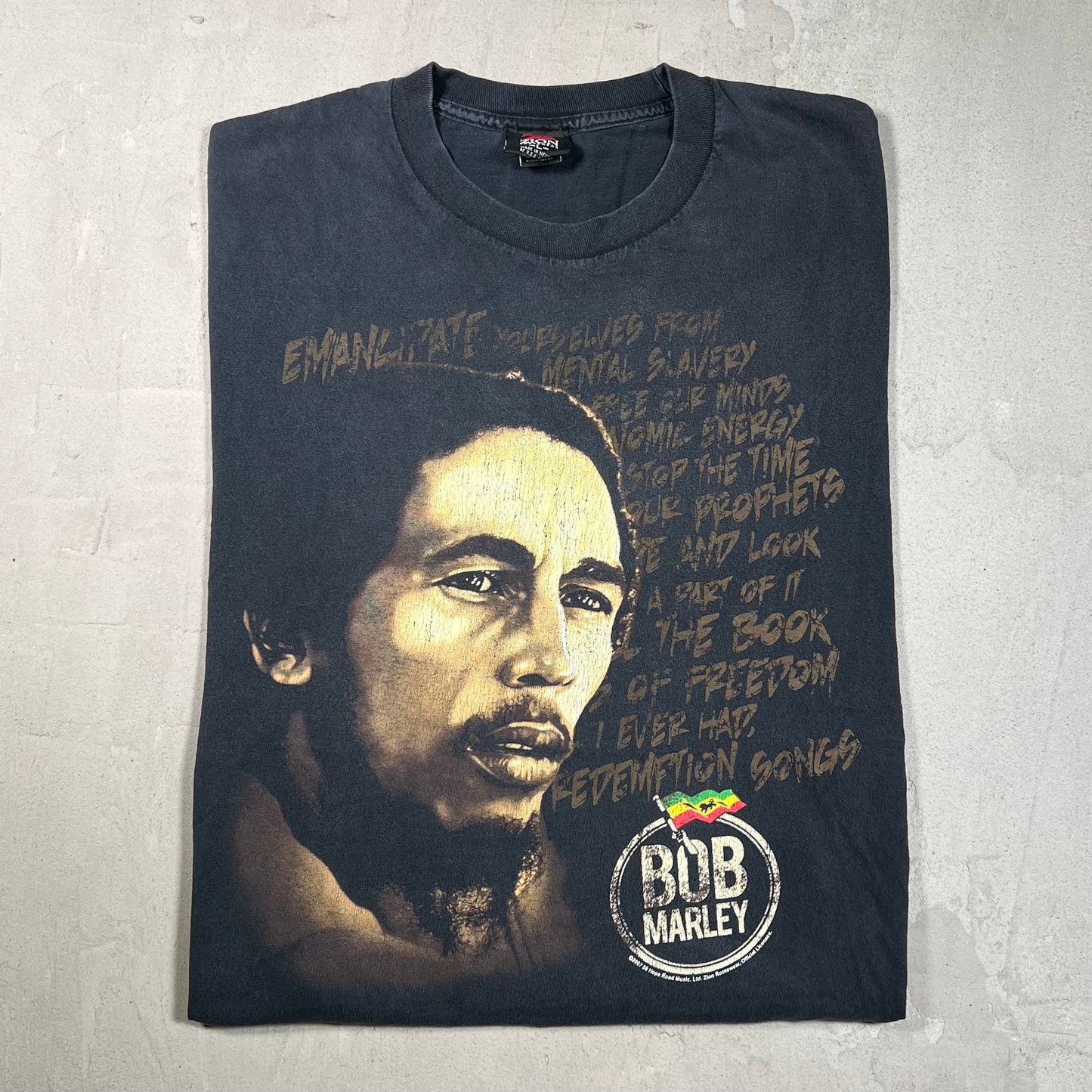 2007 Bob Marley "Emancipate" Black Tee Size Large USED v19715