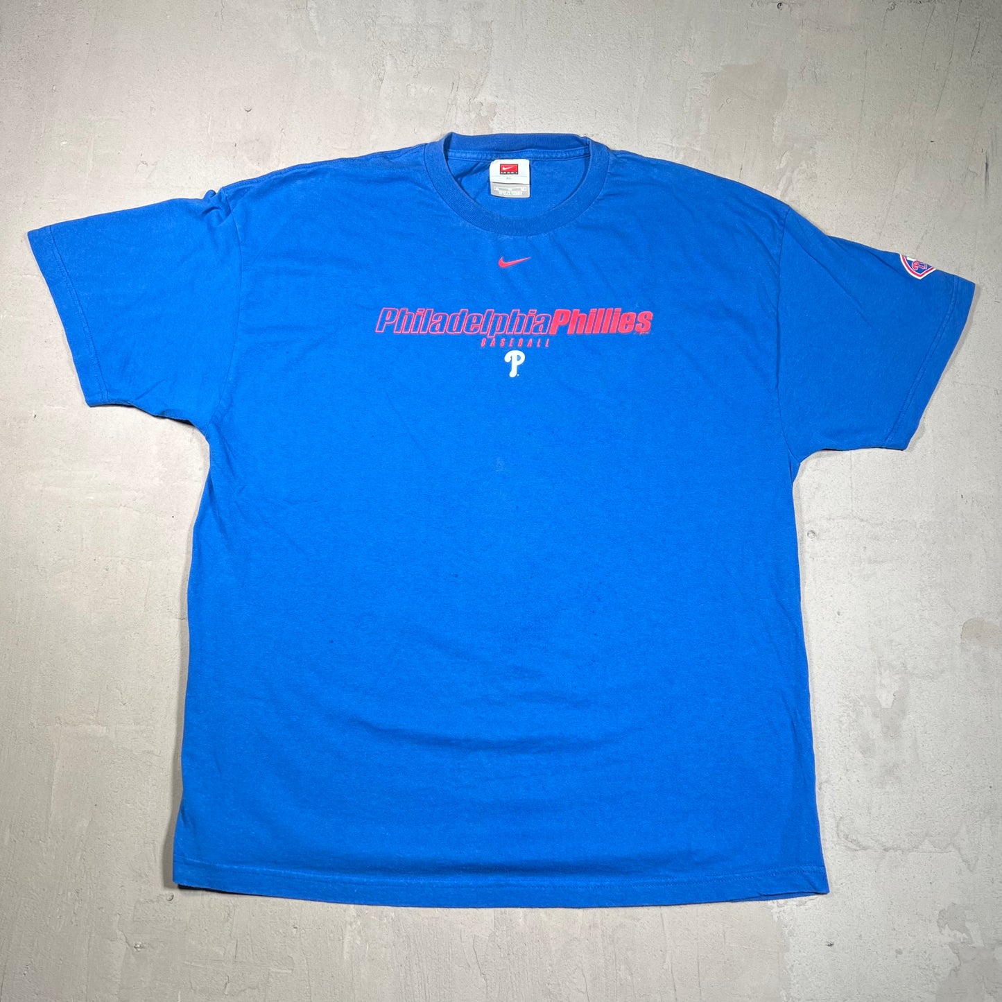 Y2K Nike Silver Tag Philadelphia Phillies Blue Tee Size XL USED v19713
