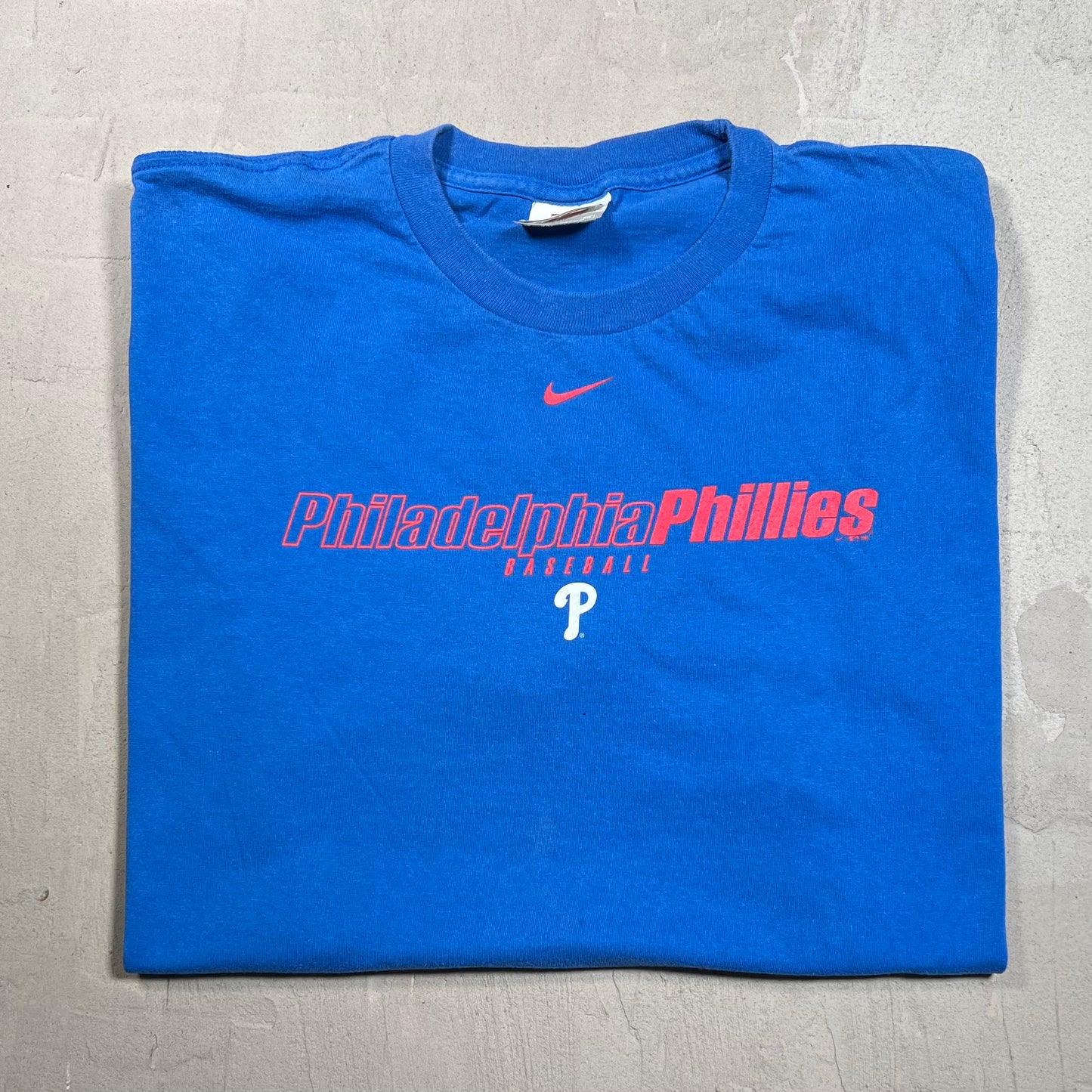 Y2K Nike Silver Tag Philadelphia Phillies Blue Tee Size XL USED v19713