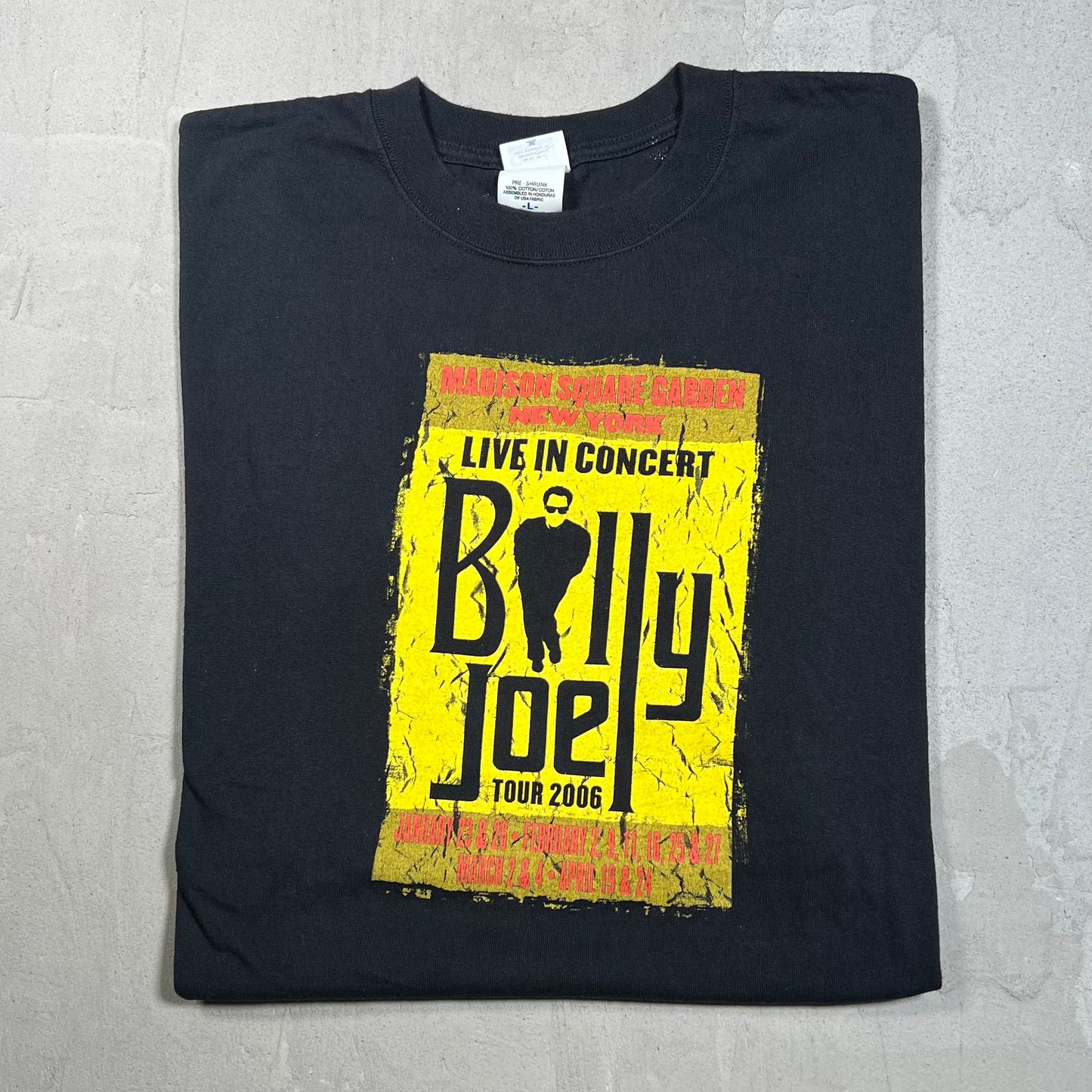 2006 Billy Joel MSG Black Tee Size Large USED v19710