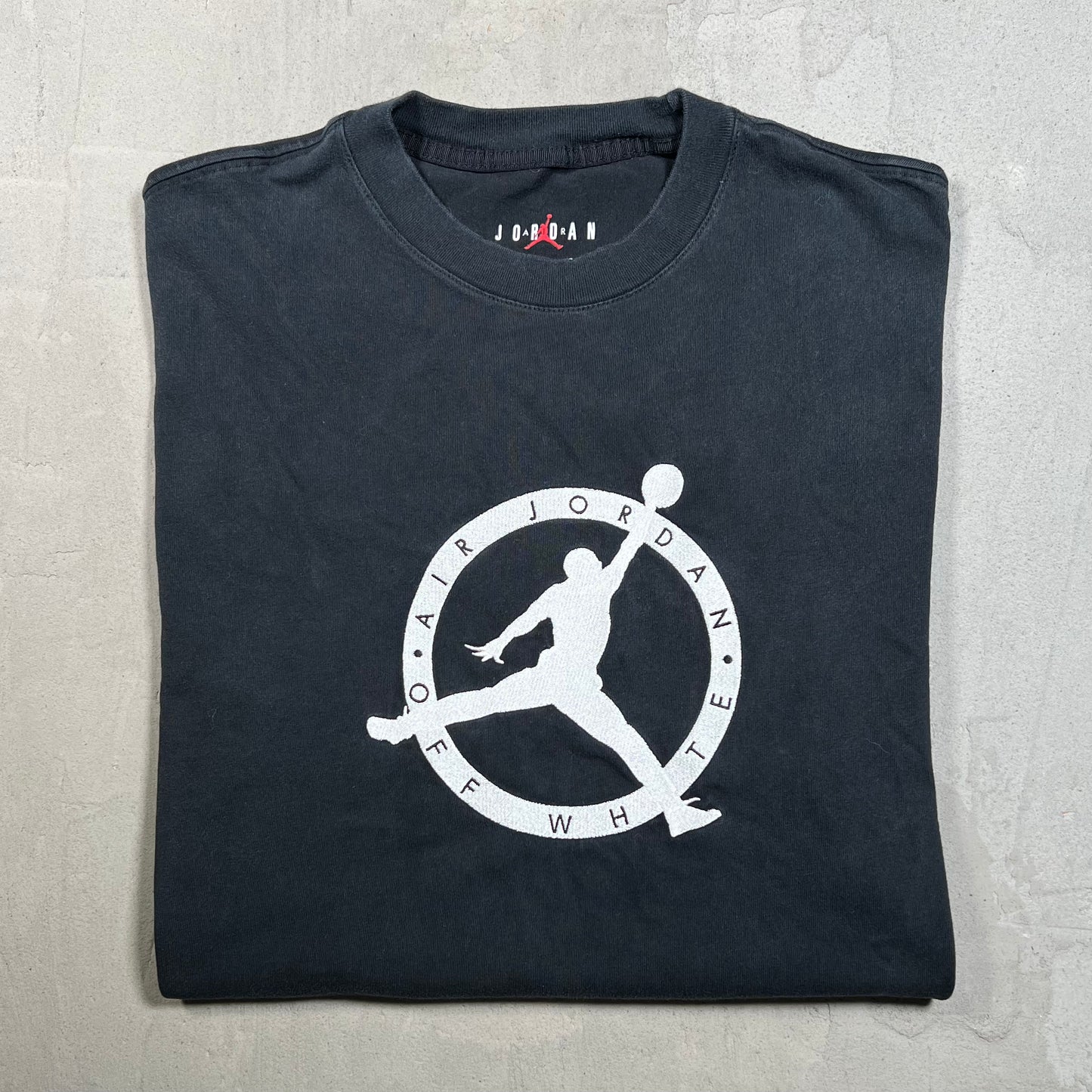 Jordan Off-White Black Embroidered Tee Size Large USED x17850