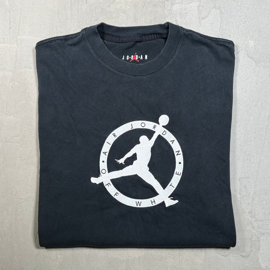 Jordan Off-White Black Embroidered Tee Size Large USED x17850