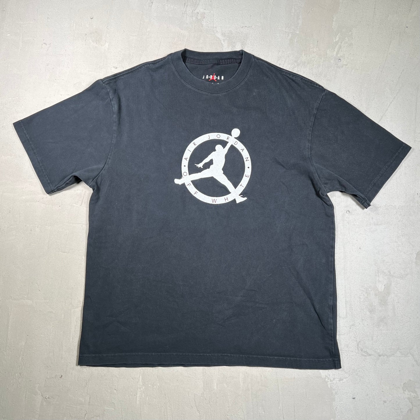 Jordan Off-White Black Embroidered Tee Size Large USED x17850