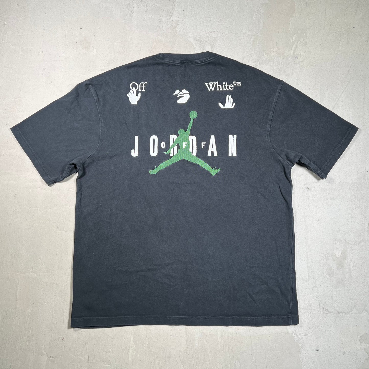 Jordan Off-White Black Embroidered Tee Size Large USED x17850