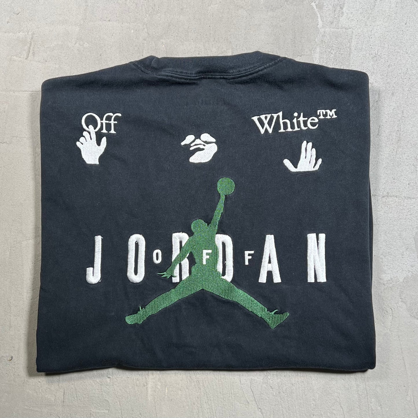 Jordan Off-White Black Embroidered Tee Size Large USED x17850