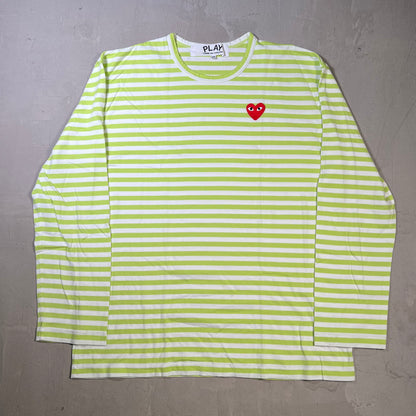 CDG Comme Des Garcons White/Light Green Longsleeve Size XXL USED x17838