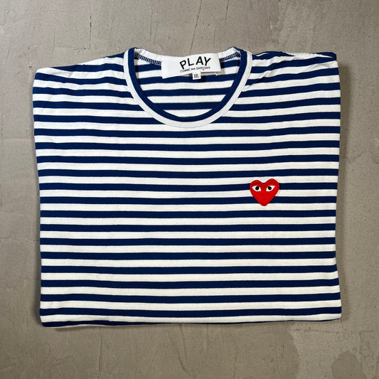 CDG Comme Des Garcons White/Dark Blue Longsleeve Size XXL USED x17835