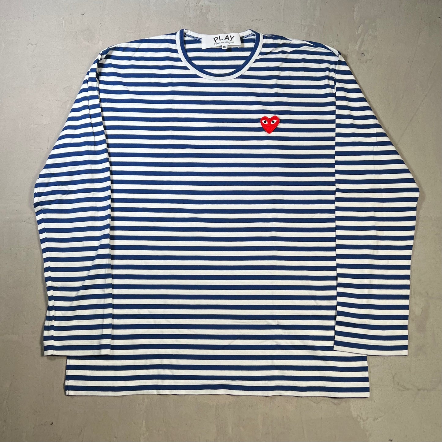 CDG Comme Des Garcons White/Dark Blue Longsleeve Size XXL USED x17835