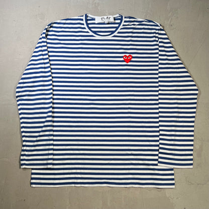 CDG Comme Des Garcons White/Dark Blue Longsleeve Size XXL USED x17835