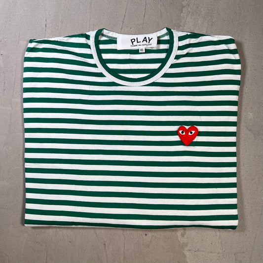 CDG Comme Des Garcons White/Dark Green Longsleeve Size XXL USED x17840