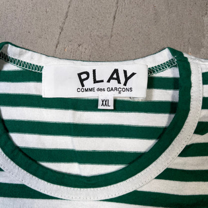 CDG Comme Des Garcons White/Dark Green Longsleeve Size XXL USED x17840