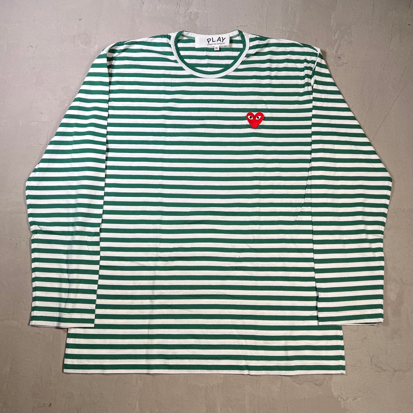 CDG Comme Des Garcons White/Dark Green Longsleeve Size XXL USED x17840