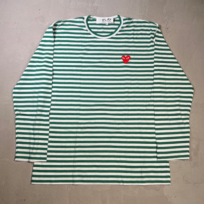 CDG Comme Des Garcons White/Dark Green Longsleeve Size XXL USED x17840