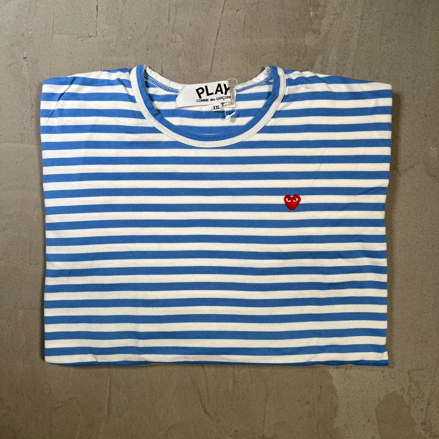 CDG Comme Des Garcons White/Light Blue Stripe Longsleeve Size XXL USED x17834