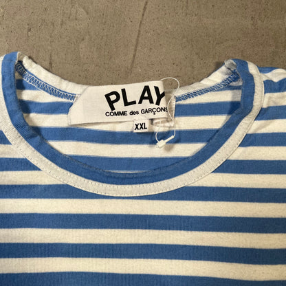 CDG Comme Des Garcons White/Light Blue Stripe Longsleeve Size XXL USED x17834