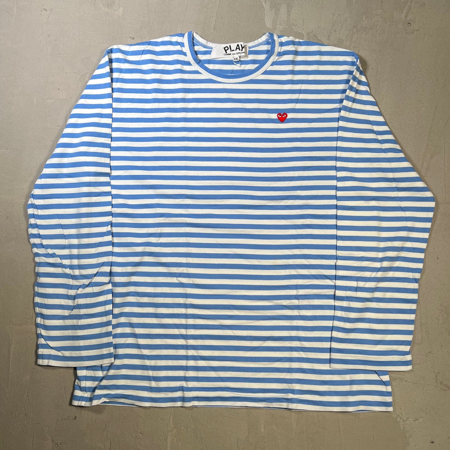 CDG Comme Des Garcons White/Light Blue Stripe Longsleeve Size XXL USED x17834
