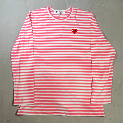 CDG Comme Des Garcons White/Pink Longsleeve Size XXL USED x17837