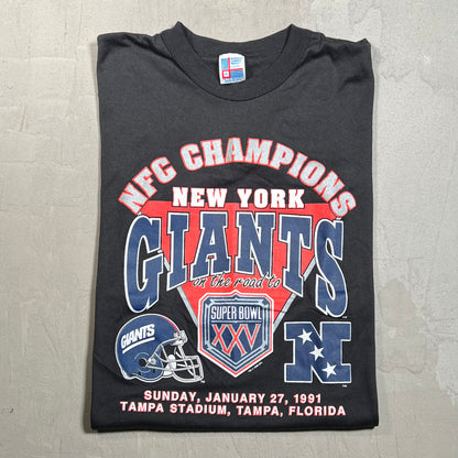 1991 New York Giants NFC Champs Tee Black Size XL USED v19707