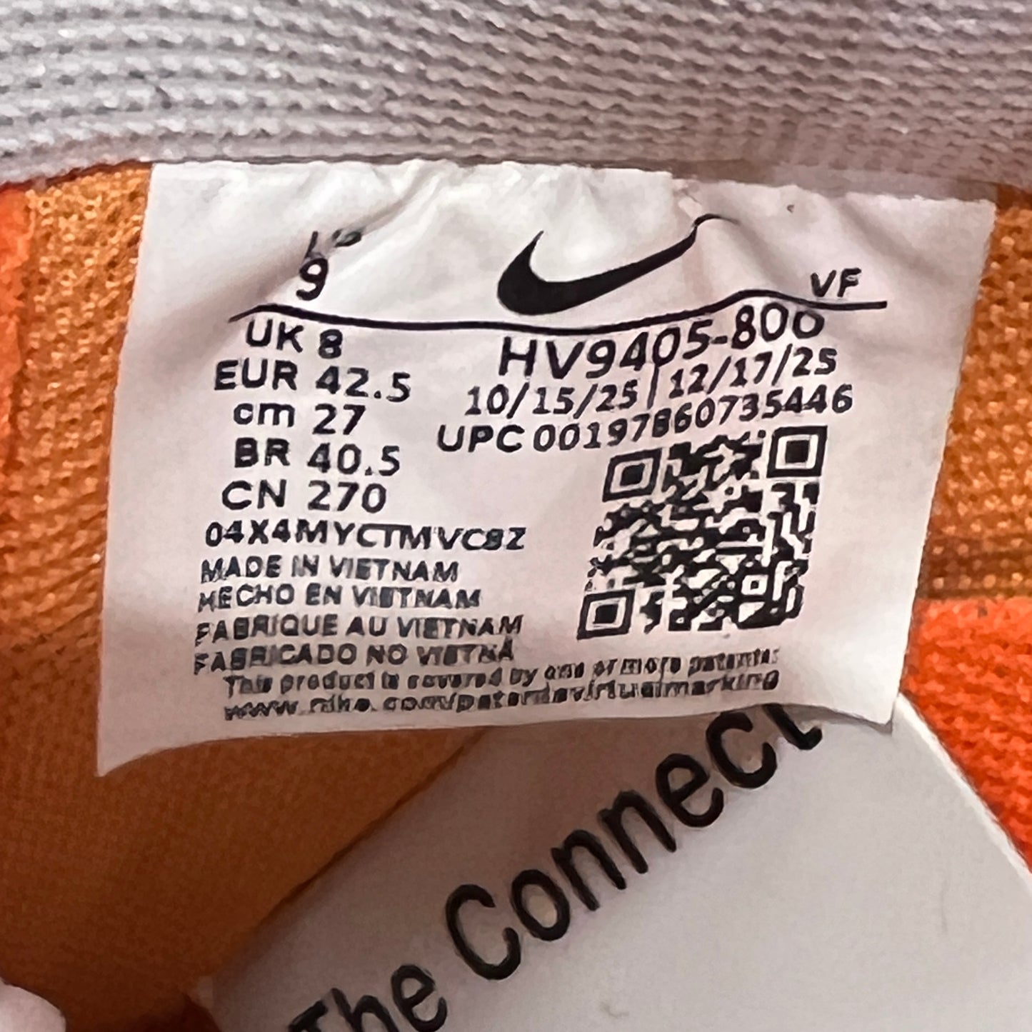 Nike Air Force 1 Low Orange White Patent (2024) Size 9 USED s23058