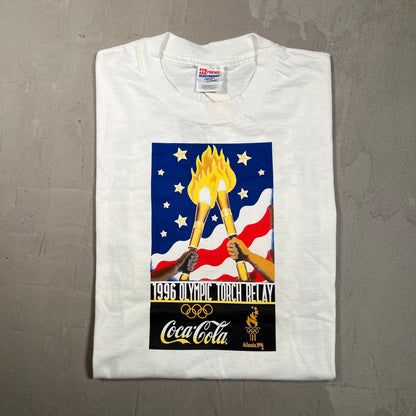 1996 Olympic Torch Relay Tee White Size Large NEW v19698