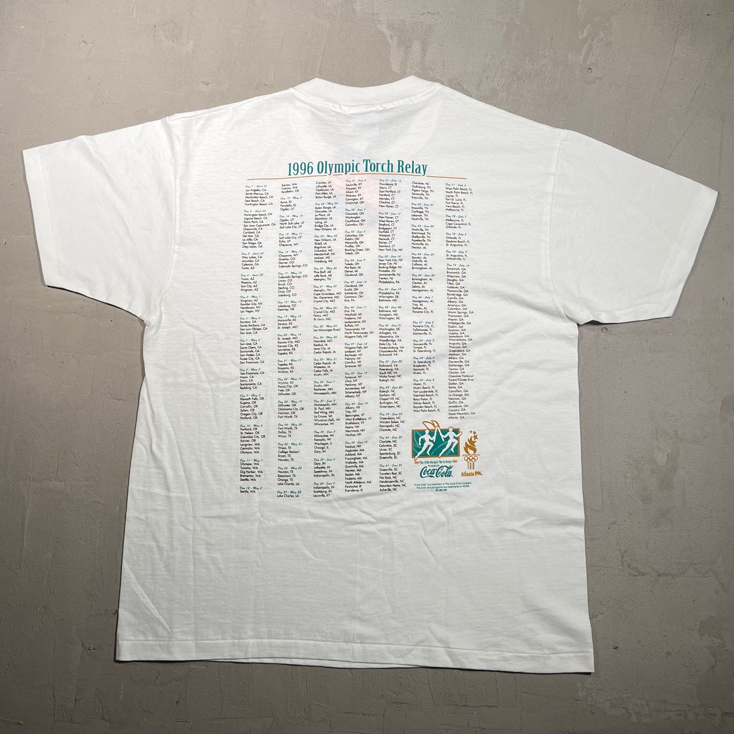 1996 Olympic Torch Relay Tee White Size Large NEW v19698