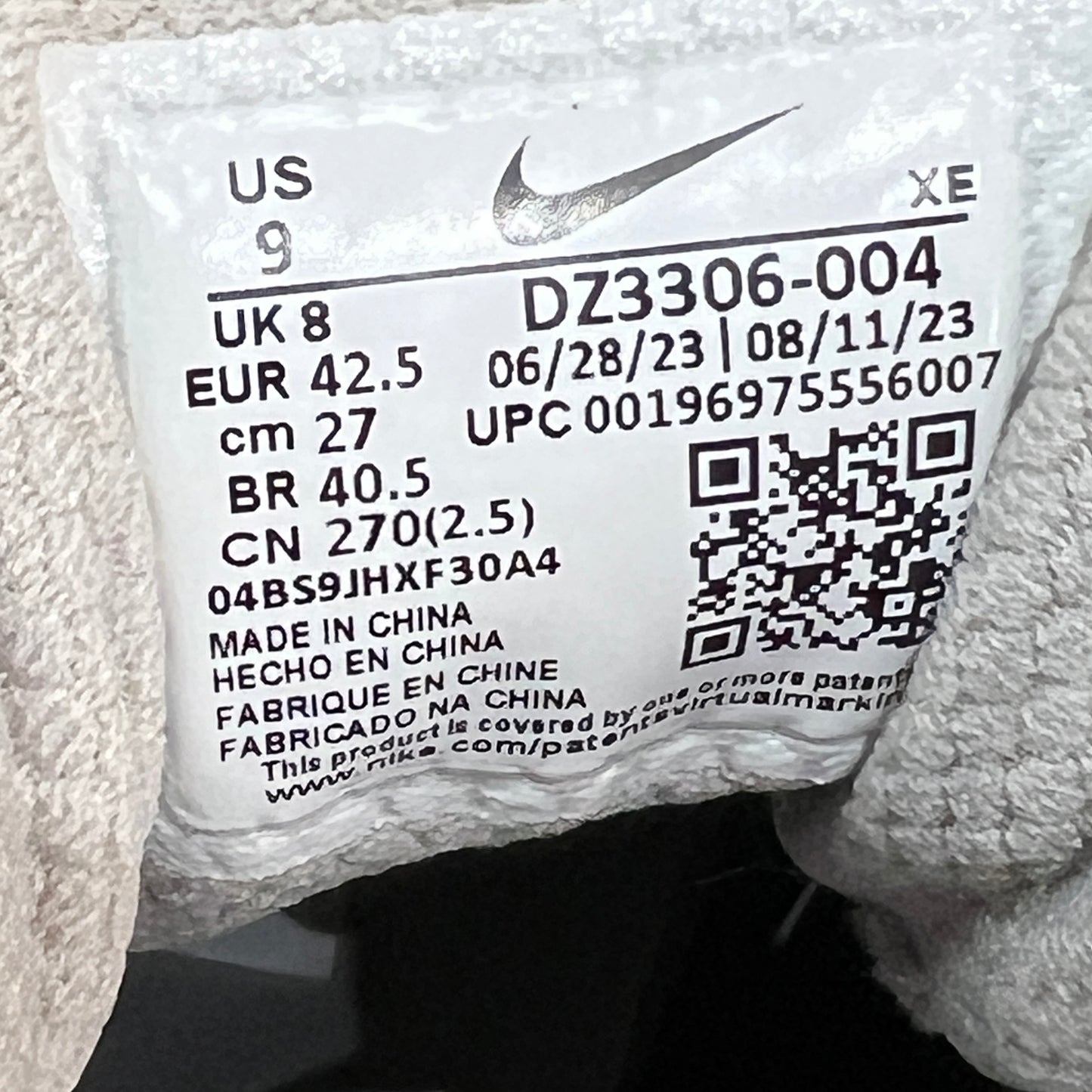 Nike Air Huarache Runner Light Iron Ore (2024) Size 9 USED S23014