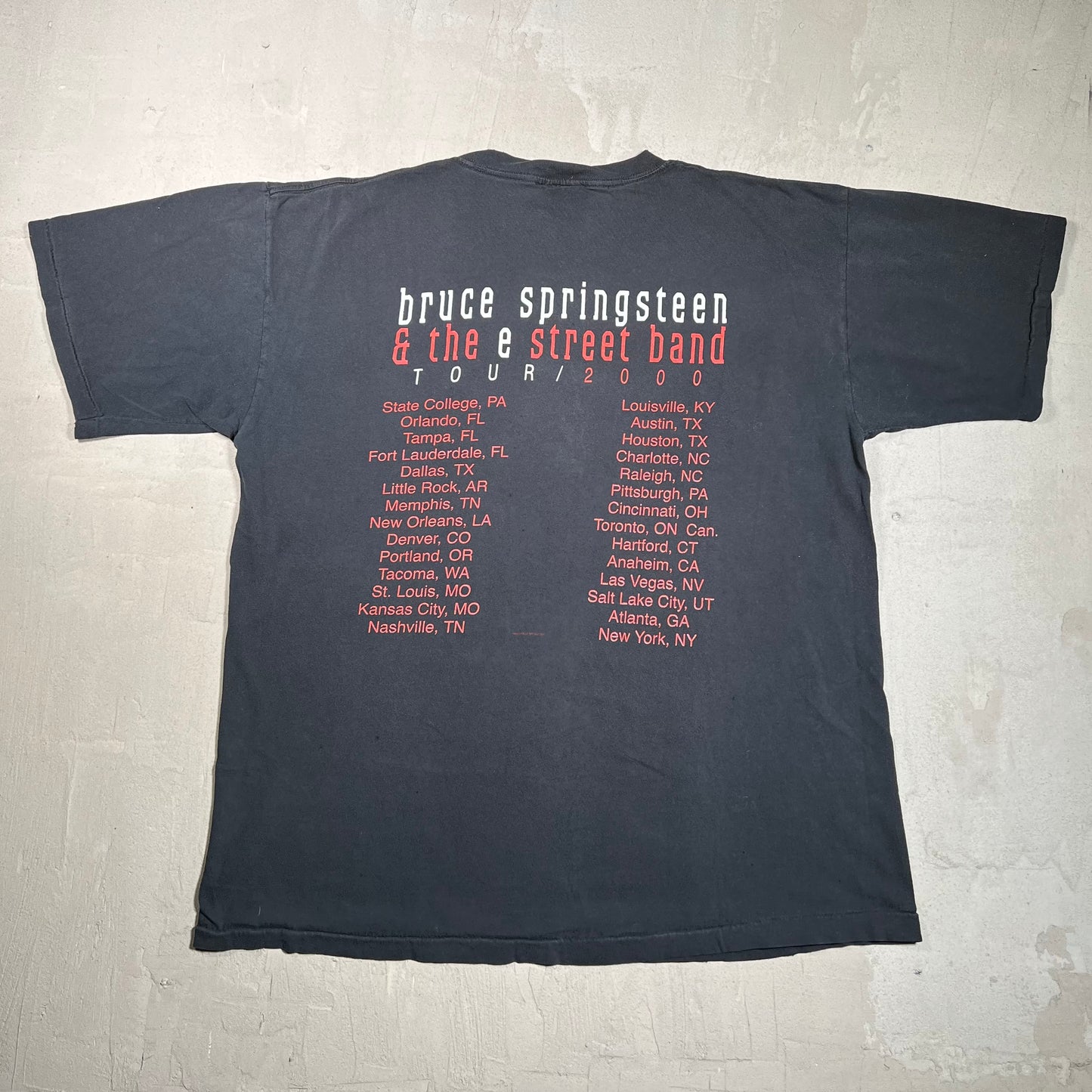 2000 Bruce Springsteen E Street Band Black Tour Tee Size XL USED v19696
