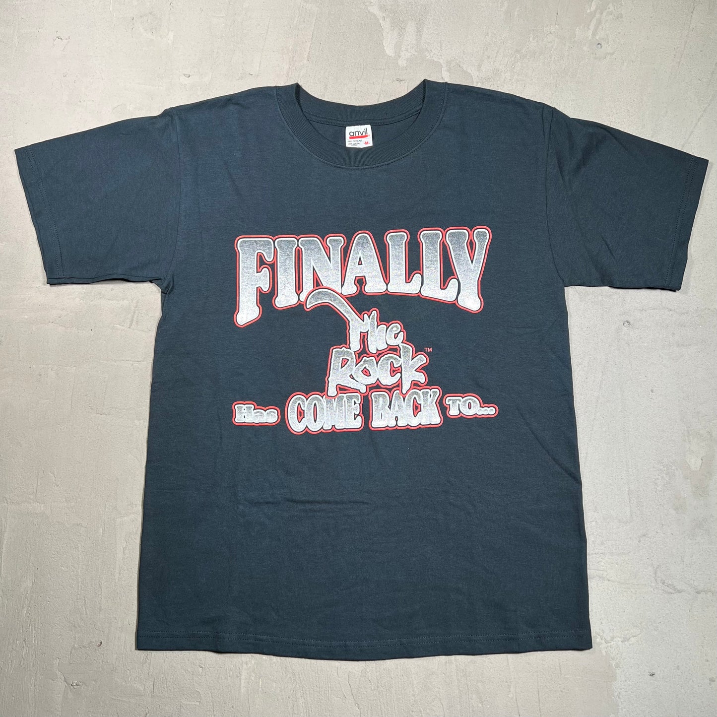 Y2K WWE The Rock "Finally" Black Tee Size Medium USED v19702
