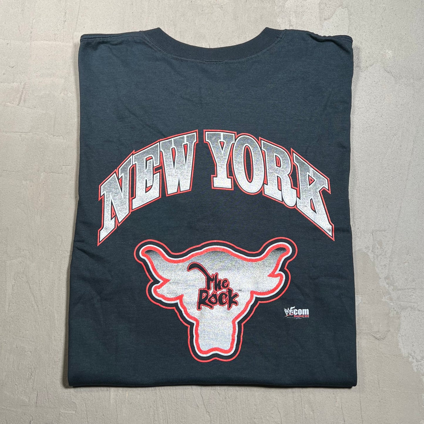 Y2K WWE The Rock "Finally" Black Tee Size Medium USED v19702