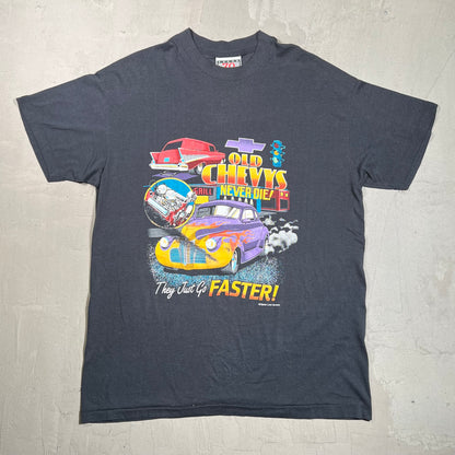 1990s "Old Chevy's" Black Hot Rod Tee Size XL USED v19695