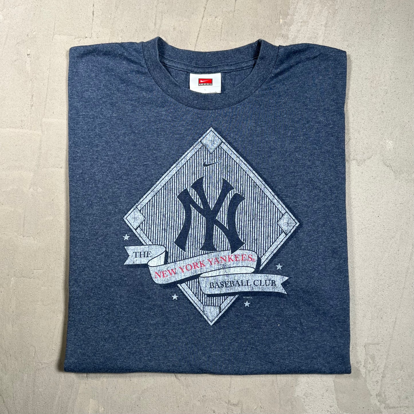Y2K Nike Yankees White Tag Blue Tee Size Large USED v19704