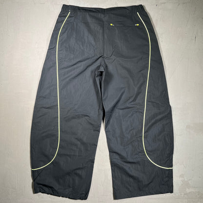 Nike Nylon Barrel Leg Track Pants Black w/ Green Piping Size Large V19689