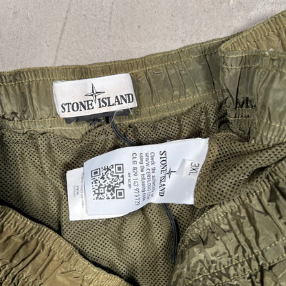 Stone Island Olive Green Nylon Shorts Size XXL USED x17869
