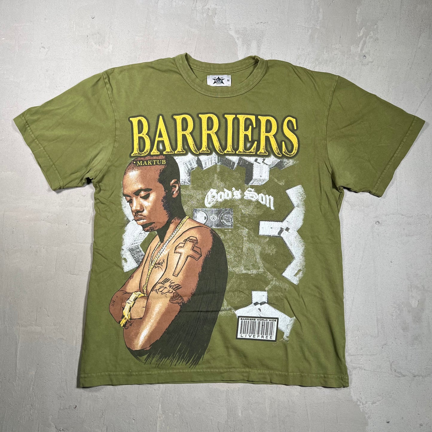 Barriers Nas Green Tee Size Medium USED x17829
