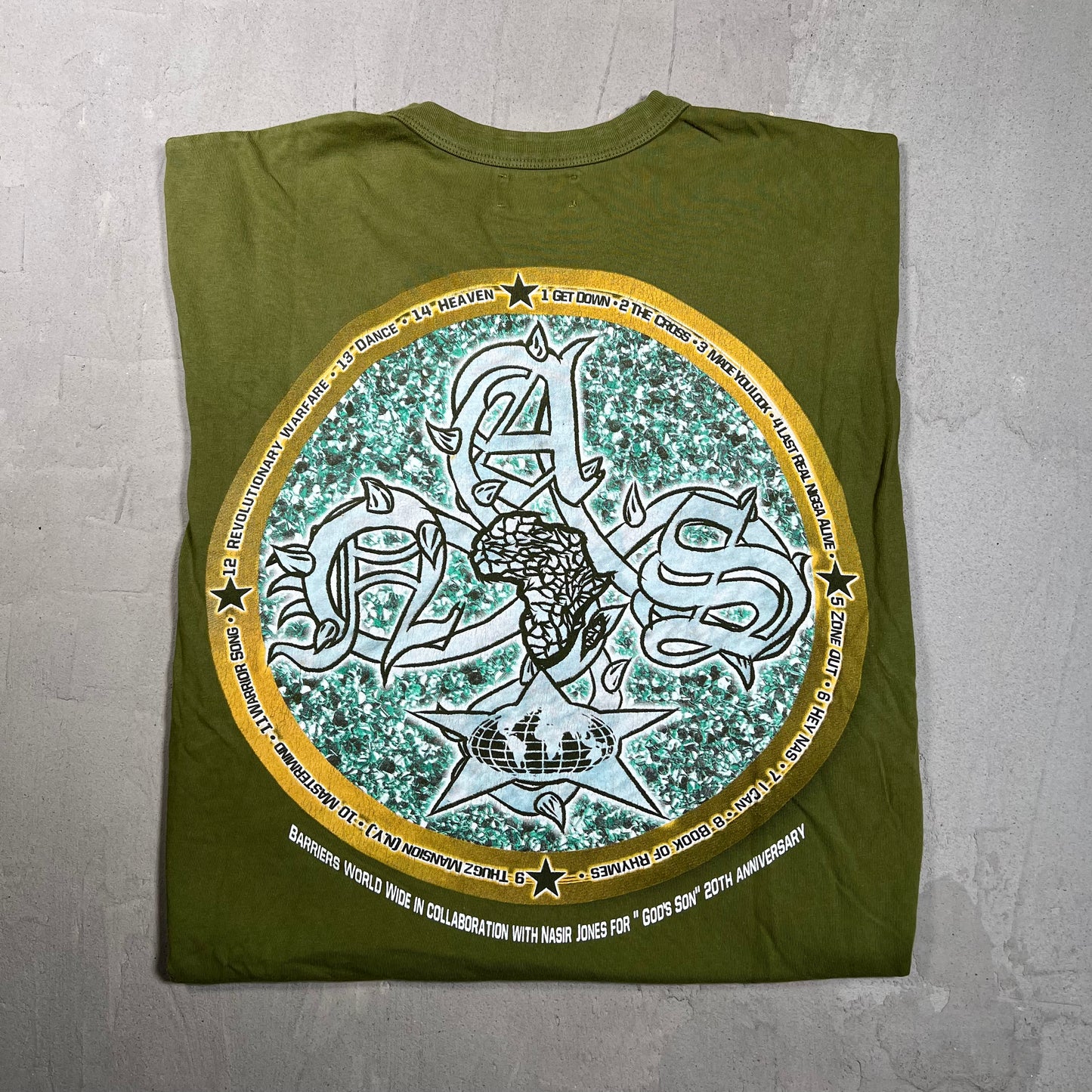 Barriers Nas Green Tee Size Medium USED x17829