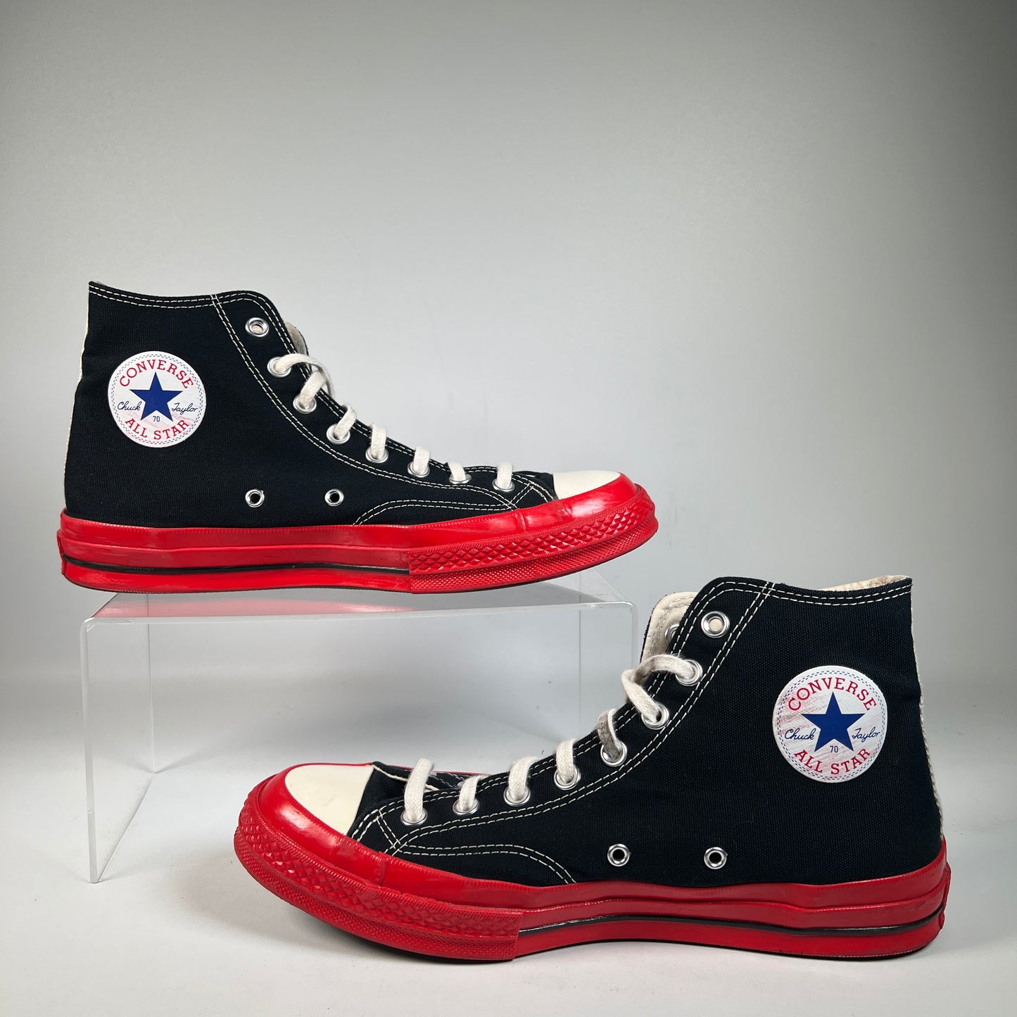 Converse CDG Play Black Red Midsole (2022) Size 10 USED s23149