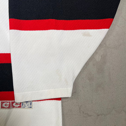 1990s CCM NJ Devils White Jersey Size Medium USED v19717
