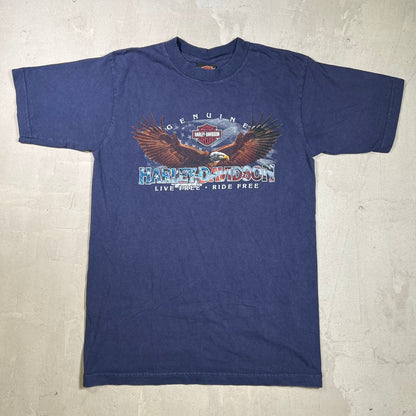 2008 Harley Davidson "Live Free Ride Free" Navy Tee Size Medium USED v19756