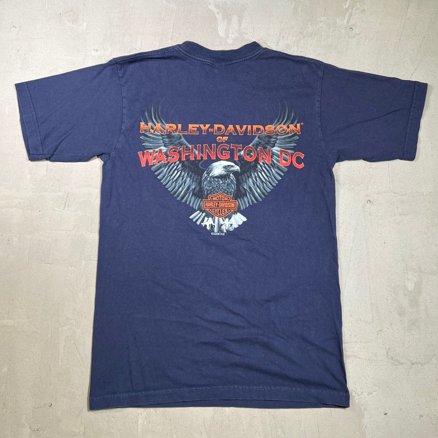 2008 Harley Davidson "Live Free Ride Free" Navy Tee Size Medium USED v19756