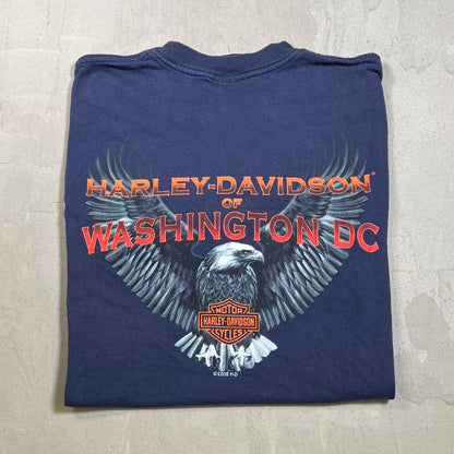 2008 Harley Davidson "Live Free Ride Free" Navy Tee Size Medium USED v19756